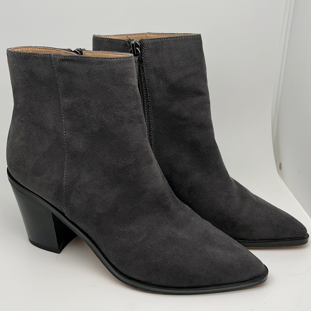 14th & Union Braxten Gray Ankle Block Heel Pointed Boots Booties Size 7.5